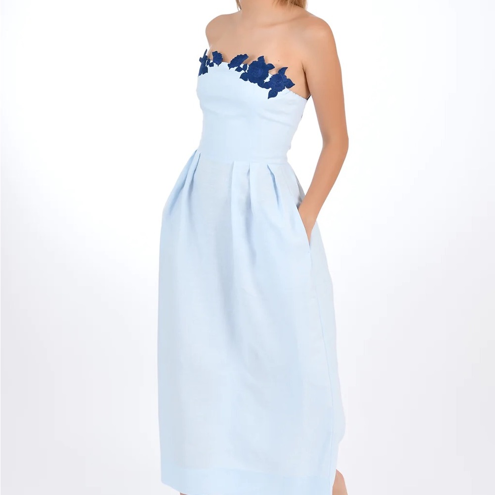 Light blue and navy fanm mom dress